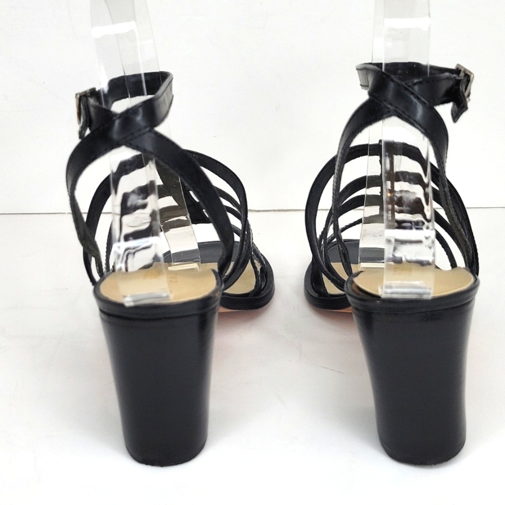 Black Leather High Heel Sandals Ankle Strap Made in Brazil 6 - Picture 4 of 16